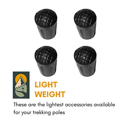 Hiker Hunger Extra Durable PVC Rubber Tip: Trekking, Hiking, and Snowshoe Poles Accessories & Replacements Fits Most Walking Poles (6 PVC Pack Rubber Tips) - USA Based Brand