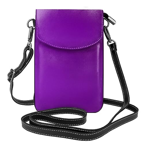 Solid Color Dark Purple Crossbody Bag, Leather Crossbody Flap Mobile Phone Bag.* Fashion Tassel Wallet Designed For Women.