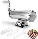 Lawei 2 LBS Sausage Stuffer - Horizontal Kitchen Stuffing Maker Stainless Steel Meat Sausage Machine for Household Commercial