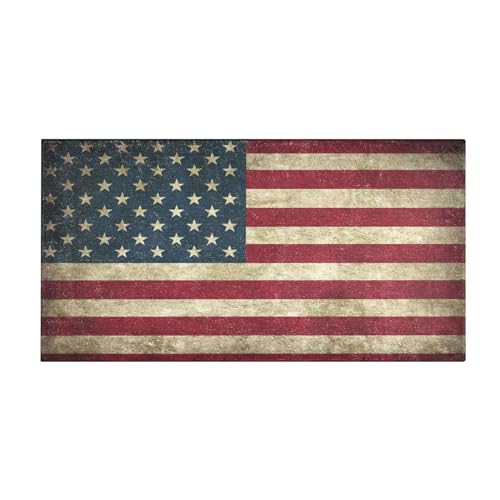 YOUJUNER Lange Badematte Vintage USA-Flagge Badteppich Saugfähig Badvorleger weich rutschfest...