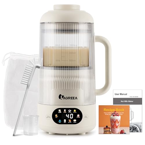 10 IN 1 Noise Reducing Nut Milk Maker Machine, 35 OZ Soy Milk Machine Maker, IAGREEA Countertop Blenders with Soundproof Cover, 12-Hour Delay, 2 Hours Heat Preservation, Juice/Oat/Soy/Clean/Milk Shake