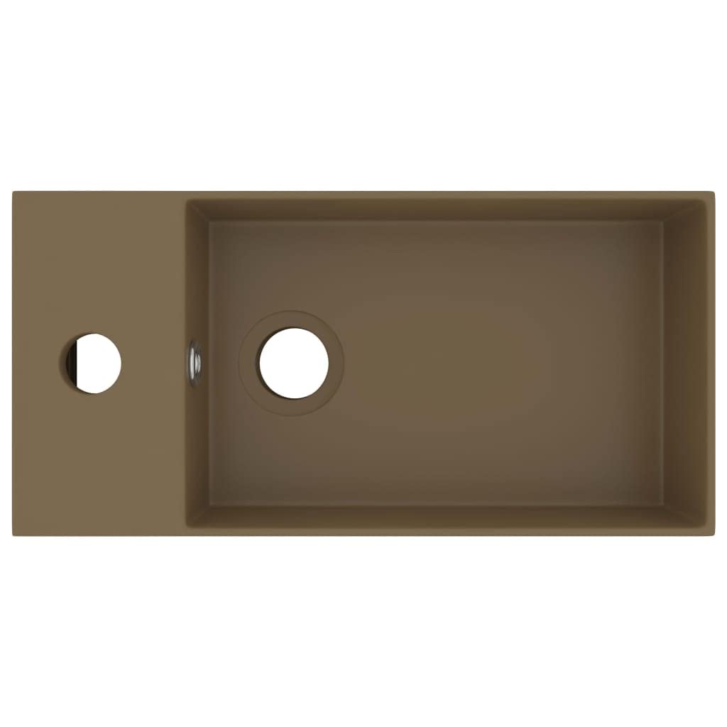 SKM Badezimmer-Waschbecken mit Überlauf Keramik Matt Creme,Heimwerkerbedarf,Sanitärbedarf,Sanitärkeramik & Armaturen,Waschbecken & Spülen,Badezimmer-Waschbecken,Creme,10.6 kg,146996