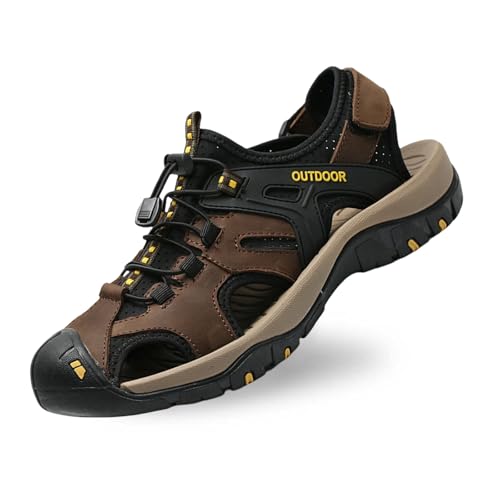 Men's Summer Leather Sandals Comfortable Flat Slides For Casual Wear Outdoor Walking Beach Vacation Non Slip