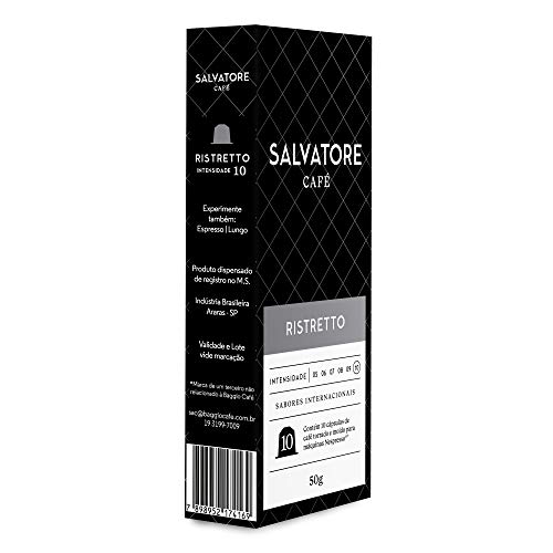 Cápsulas de Café Ristretto Salvatore, compatível com Nespresso, contém 10 cápsulas
