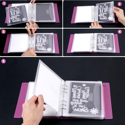 Image of UNIMEIX 12 Pcs Magnetic Sheets for Die Storage with 1 Binder Cover, 2 in 1 Storage Stamp and Die Storage Bags Die Cut Storage Supplies(0.8 mm Thickness, Red)