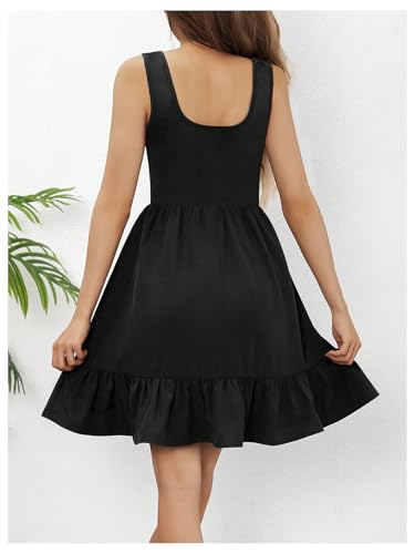 Girl's Summer Swing Sundress Sleeveless Square Neck Ruffle A Line Casual Dresses2