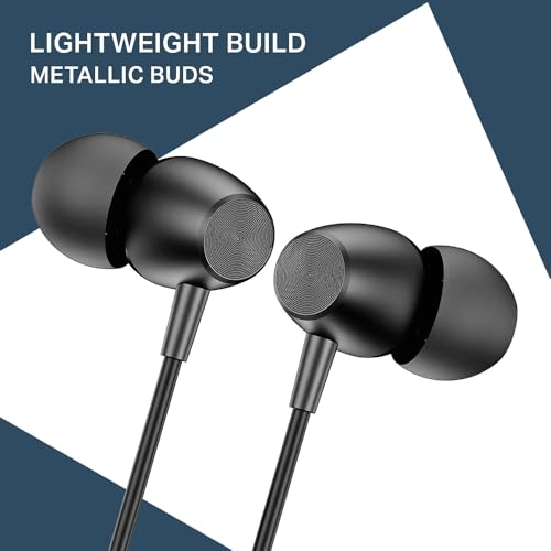 Image of boAt Bassheads 55 Wired Earphones with 10mm Drivers, Metallic Buds, in-Line Mic & Lightweight Design (Black)