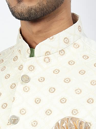 Image of Uri and MacKenzie Men's Silk Blend Kurta Pyjama with Stylish Embroidered Ethnic Jacket