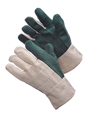 GREEN HEAVY WEIGHT HOTMILL WORK GLOVES 30OZ. WITH BURLAP LINING, NAP OUT CANVAS 1 DZ 12 PAIRS MEN (LARGE)