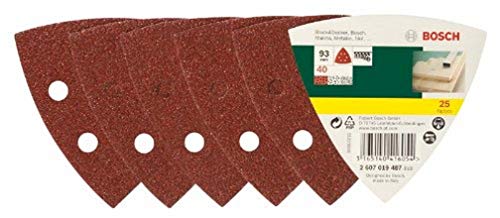 Bosch Accessories 2607019487 Lot de feuilles abrasives pour Ponceuse Delta Grain 40 25 pièces Argent