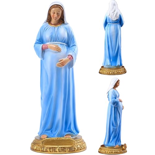 Estatua Virgen María Embarazada 21.3x8.2x8.2 cm Resina miniatura 6