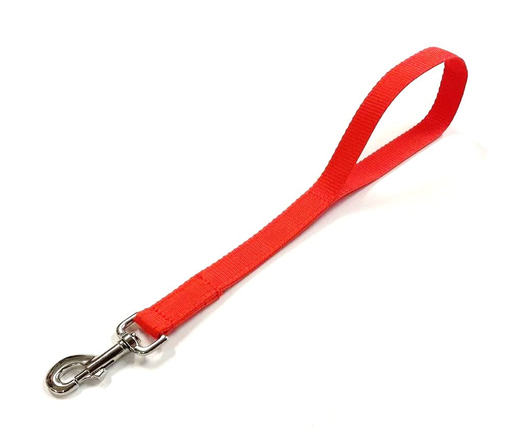 Short Close Control Dog Training Lead Traffic Walking Leash 25mm Polypropylene Webbing (Orange, 18 Inches)