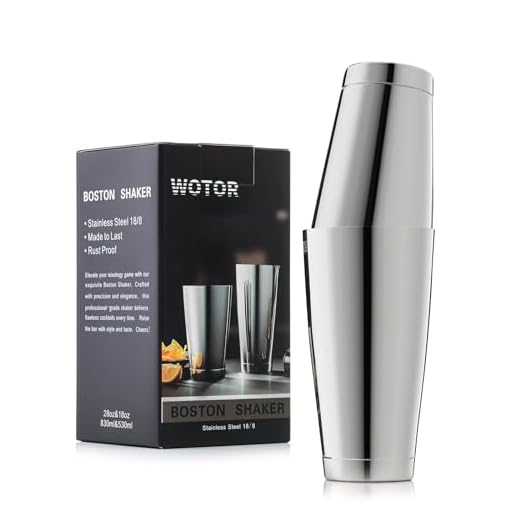 WOTOR Conjunto de coqueteleira Boston de aço inoxidável, 510 g e 800 ml, misturador de bebidas de metal para martini para barman, ferramentas profissionais de bar para barman (prata)