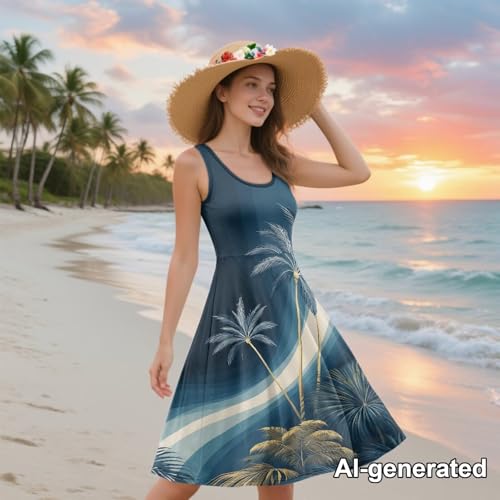 Image of Hawaii Matching Couple Outfits Husband and Wife Clothing Fashionable Mens Casual Shirts Hawaii Dress with Soft Fabric