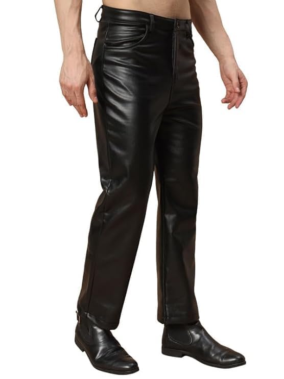 tandul Men Trouser - Black Faux Leather Men Solid (8362) 3XL- Size-picture-39