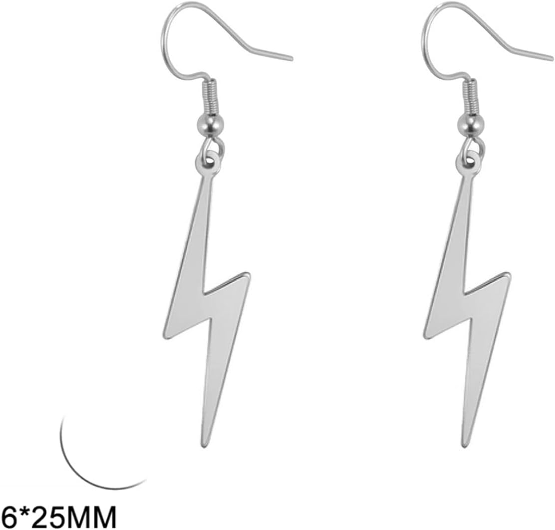 Lightning Bolt Dangle Earrings Thunder Minimalist Pendant Thunderbolt Drop Earrings Punk Style Unisex Jewelry Charm Inspirational Gift - Image 6