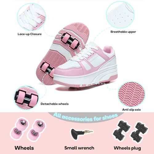 HHSTS Roller Skate Shoes for Kids Boys Girls Upgraded Fashion Sneakers with Detachable 4-Wheels for Kid Sport Shoes Christmas Birthday Gifts3