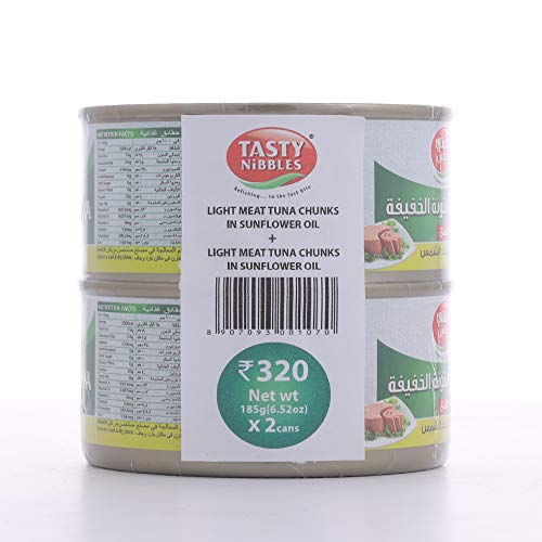 Tasty Nibbles Light Meat Tuna Chunks in Sunflower Oil, 185 g X 2
