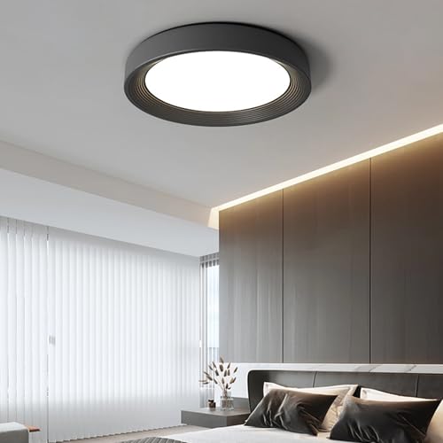Plafonnier noir de style Shell 4500K rond avec finition haut de gamme - 5