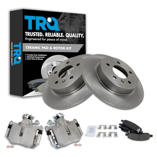 Image of TRQ Rear Brake Pad and Rotor Set Ceramic Solid Rotors Calipers | For 2006-2011 Buick Lucerne Cadillac DTS