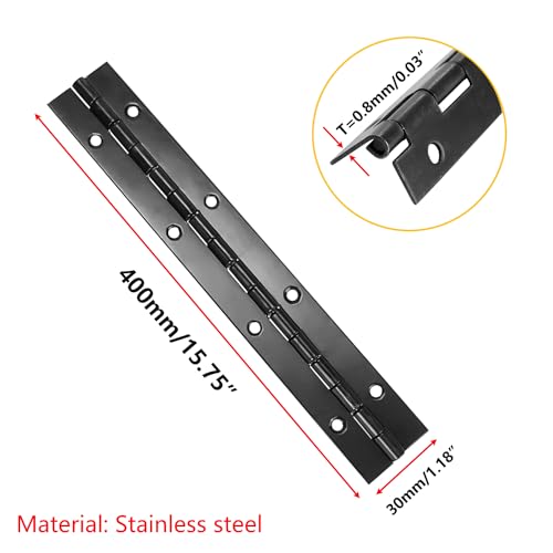 Qrity 2Pcs Stainless Steel Heavy Duty Continuous Hinge, 400mm (16 Inch), for Cabinets Pianos, Boats, Black, 400mm(16 Inch) - Image 2