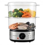 OVENTE 2-Tier Electric Food Steamer, 5 Quart Stainless Steel Stackable Steam Cooker with...