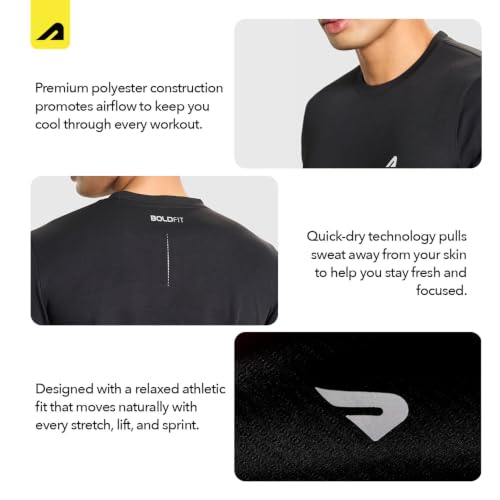Image of Boldfit Tshirt for Man Regular fit Gym t Shirts for Men Workout Active wear t Shirt for Man Running Mens t-Shirts Running Tshirt for Men Workout Gym wear Mens, Polyester