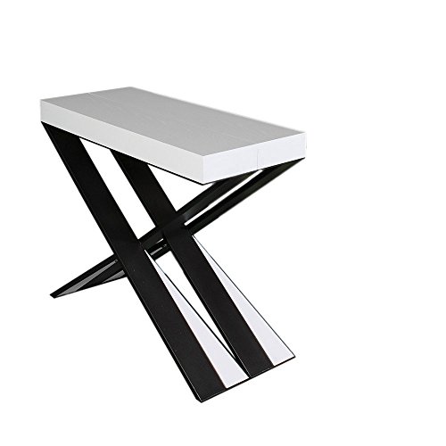 Itamoby Diago Console Extensible jusqu'à 3 m, Panneaux de mélaminé, Blanc frêne/Anthracite, L 90 x P 40 x H 77 cm