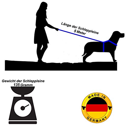 Twinkys Dog Style Schleppleine gummiert mit Sicherheitskarabiner 20 mm breit für Hunde bis 50 kg - MIT Handschlaufe 5 Meter Neon Grün Made in Germany