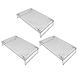 FUANA Estante de refrigeración plegable con patas plegables para cocinar, asar, hornear, secar, asar, asar, 42,5 x 27,7 cm, acero al carbono, 3 unidades, color negro