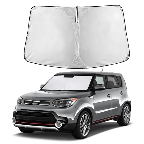 Image of Autovir Windshield Sun Shade Fit for 2014-2017 2018 2019 Kia Soul Sunshade, Front Car Window Shades Sun Visor, Blocks UV Rays & Heat, Car Accessories
