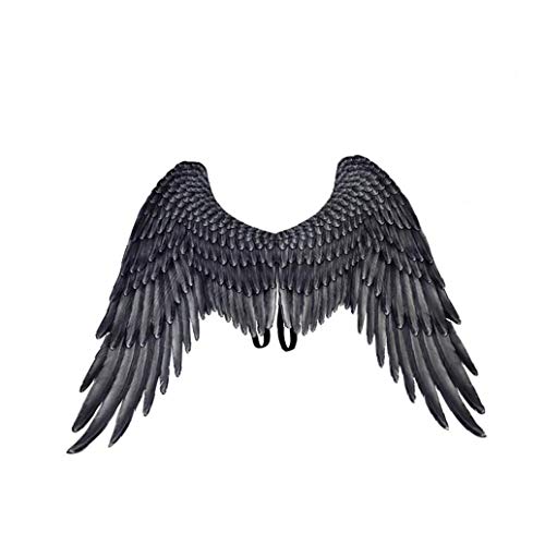 Unisexes 3D Ailes d'ange, Accessoires Costume créatif Plume Ailes d'ange Fournitures cosplay pour Halloween Party de Noël 1pc Noir Cover