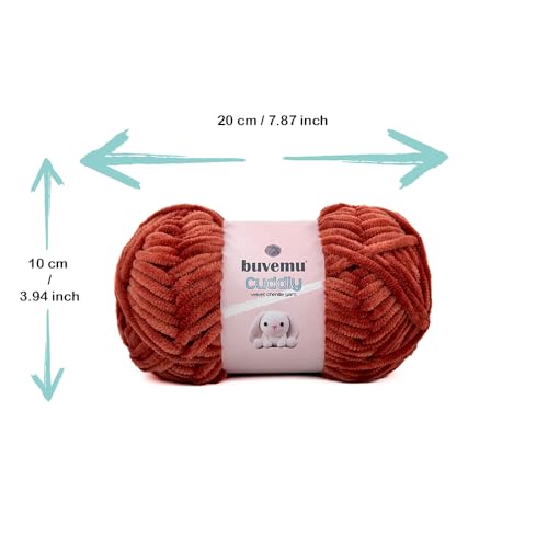 Image of Cuddly Velvet Chenille Yarn, Super Soft Fluffy Bulky for Knitting Crocheting Blanket Amigurumi, Durable for Shedding, 100 Gram (3.53 Ounces) 109 Yards (100 Meters) (Brick) (3 Skeins)