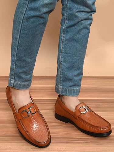 Image of San Frissco Men's Lightweight Horsebit Loafer Lightweight Woven Moccasins Formal, Casual Driving Shoes for Men /Synthetic Leather /Cushioned Footbed Designed for All Seasons