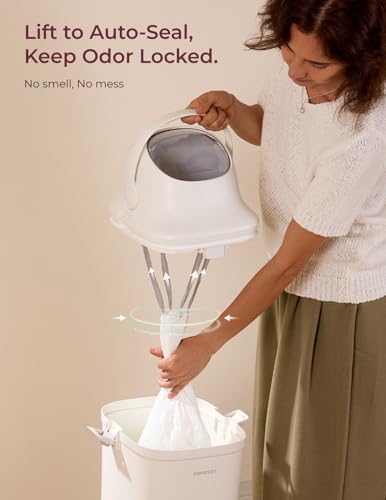 Image of Momcozy Diaper Pail with Patented Triple-Seal Odor Control, Wide Opening, Ergonomic Height, Large Capacity with Viewing Window, Childproof Lock, Fits Standard Trash Bags