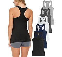 Sexy Basics Women's 5 Pack Racerback PowerFlex Tank Tops