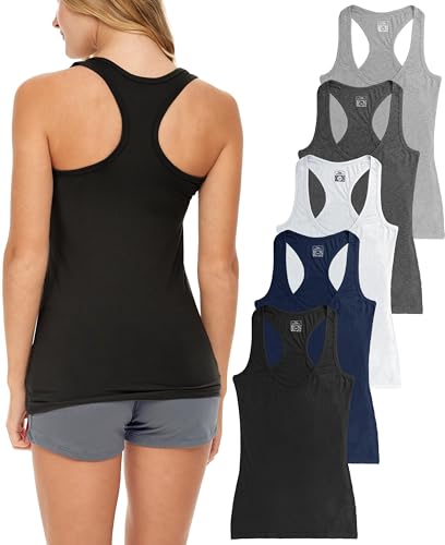 Sexy Basics Women's Racerback PowerFlex Tank Tops/Cotton -Spandex