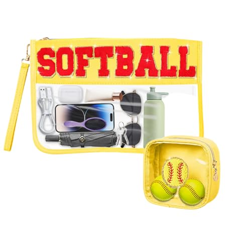 2 Pcs Softball Accessories Softball Chenille Letter Bags Softball Gifts Softball Snack Bag Softball Mom Gift Sport Fans Gifts for Softball Lovers Players Birthday Gifts