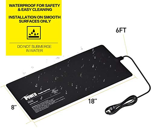 Ipower 8"X18" Reptile Under Tank Heat Mat Terrarium Heater Warmer Heating Pad, Digital Thermometer And Hygrometer With Temperature And Humidity Probe For Amphibian Pet And Small Animals #TOP3