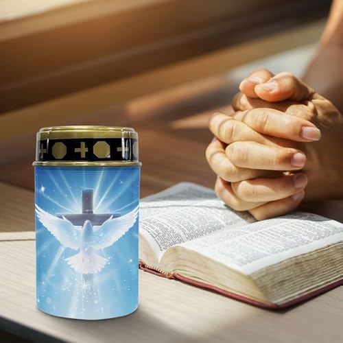 Image of Poceacles Cross Outdoor Solar Lights - Waterproof Grave Stake Lights - Solar Powered Lantern - Blue Dove of Peace Cross