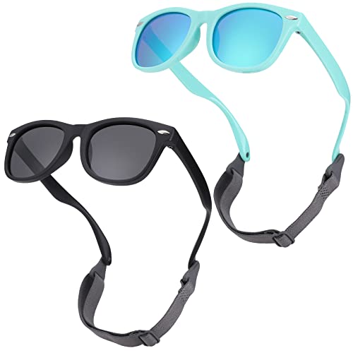 Image of COASION Bendable Flexible Polarized Baby Sunglasses with Strap for Newborn Infant Boys Girls Age 0-24 Months CA9018