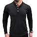 Mens Long Sleeve Pullover Sweaters Fashion Casual Vintage Button-Up Knit Shirt Classic Basic Solid Color Tees (X-Large,Black)