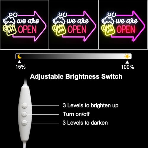 Image of We Are Open Neon Sign with Arrow Beer Neon Light for Bar Restaurant Decor | Dimmable Bar LED Signs for Wall Decor, Business Open Sign, Acrylic Neon Wall Light, USB Powered, Pub Tavern Hotel Shop Decor