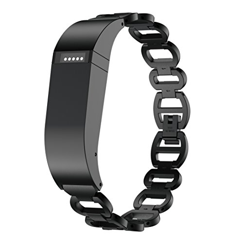 ANCOOL Compatible with Fitbit Flex Bands Men Women, Stainless Steel Replacement Strap Accessory Metal Bracelet Wristband for Fitbit Flex, NOT for Flex 2. (Black)