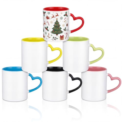 Mifoci 6 Pack Sublimation Mug Bulk 11 oz Blanks Cup with Handle, Multicolor