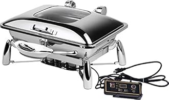 1A15706A Smart W Oblong Chafing Dish with Glass Lid, Base, Heater and Spoon Holder