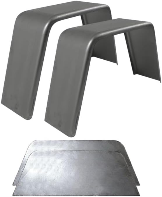 2 Pack Premium Smooth Steel Flat Top Fenders - 34"L x 10"W x 17"H | Durable 16 Gauge with Fender Backs for Superior Trailer Protection