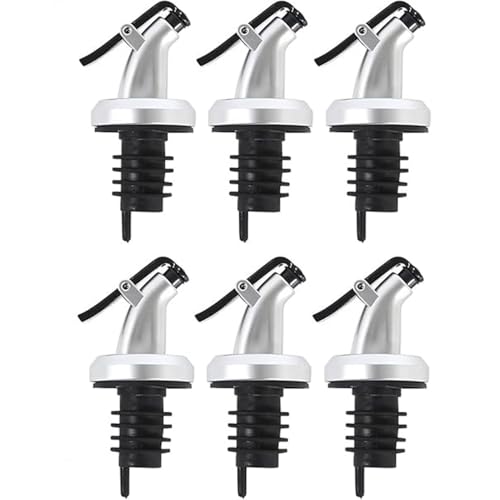 CAASFOOY 6 Pcs Liquor Bottle Pourers Set, of Olive Oil spout Anti-Leakage Nozzle Kitchen Oil and Vinegar Bottle Stopper Wine Dispenser with dust Cap Wine Pourer Salad Dressing Dispenser