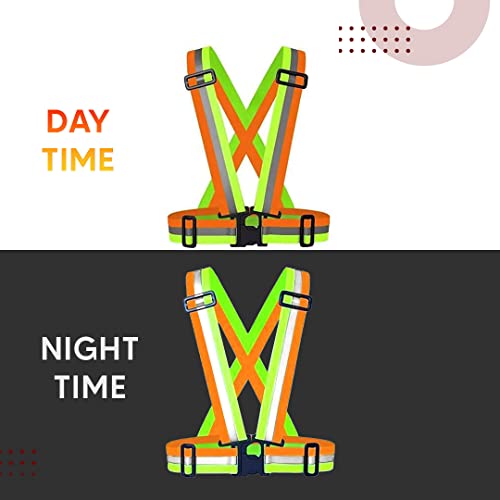 Image of Robustt High Visibility Protective Safety Reflective Vest Belt Jacket, Night Cycling Reflector Strips Cross Belt Stripes Adjustable Vest Safety Jacket