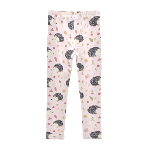 Wusikd Cute Hedgehog Girls' Leggings Toddler Doodles Pink Kids Yoga Pants Dance Active Tights 4T2